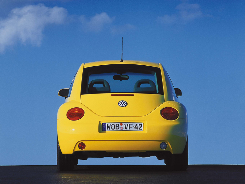 Yellow VW Beetle rear