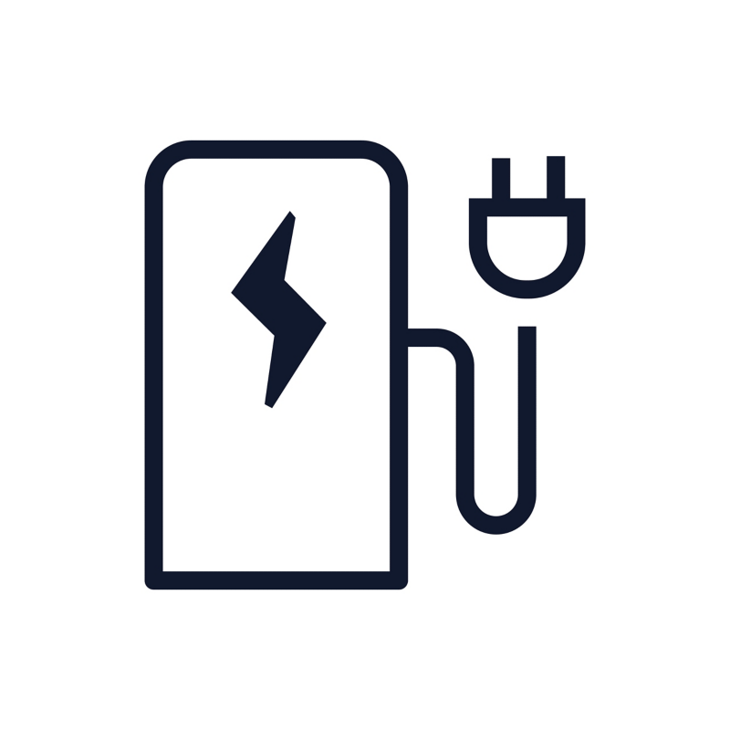 Icon: Graphische Darstellung einer Ladesäule mit Stecker
