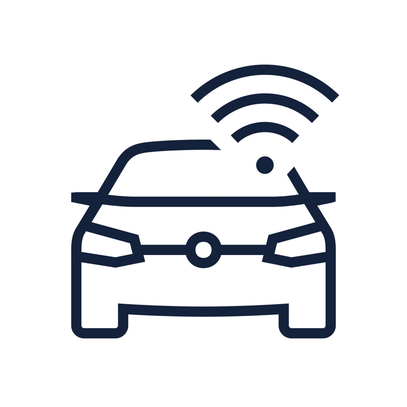 Icon: Fahrzeugsilhouette mit W-Lan-Symbol