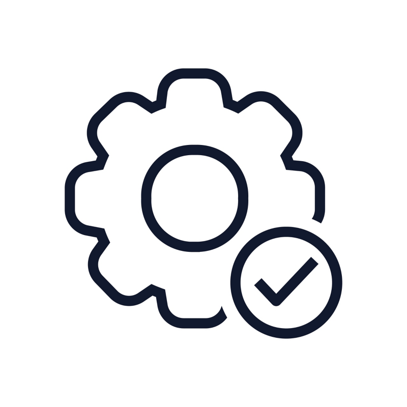 Icon: Zahnrad mit Häkchen-Symbol