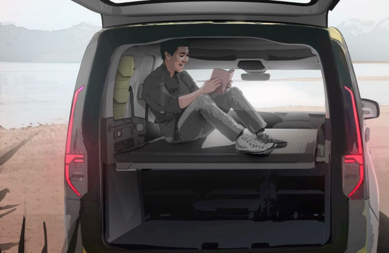 Wizualizacja wnętrza nowego mini-kampera Caddy