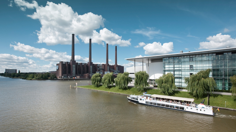 Panorama of Volkswagen’s Wolfsburg site and Autostadt