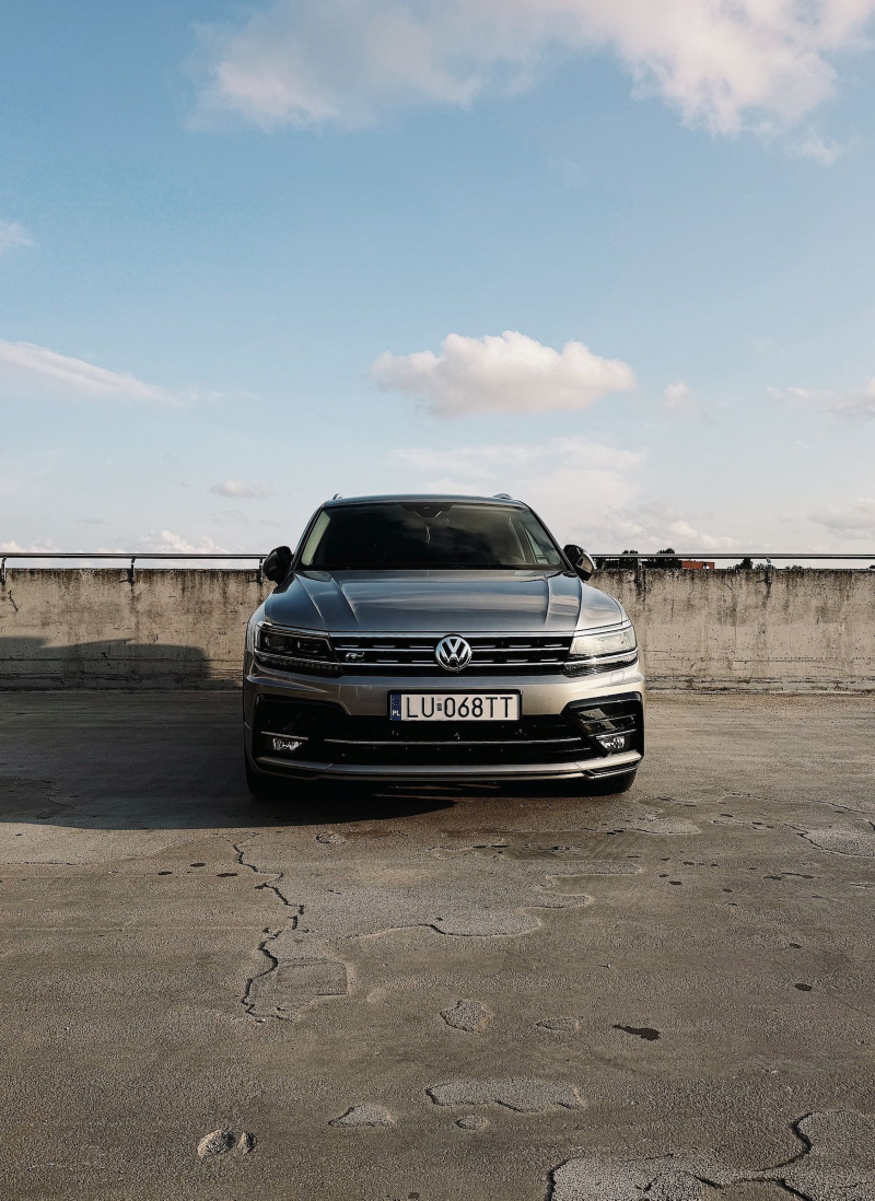 Szary Volkswagen na łonie natury.