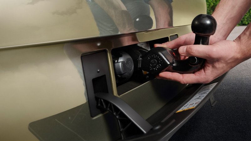 Detailaufnahme Fahrradträgervorbereitung an Anhängevorrichtung