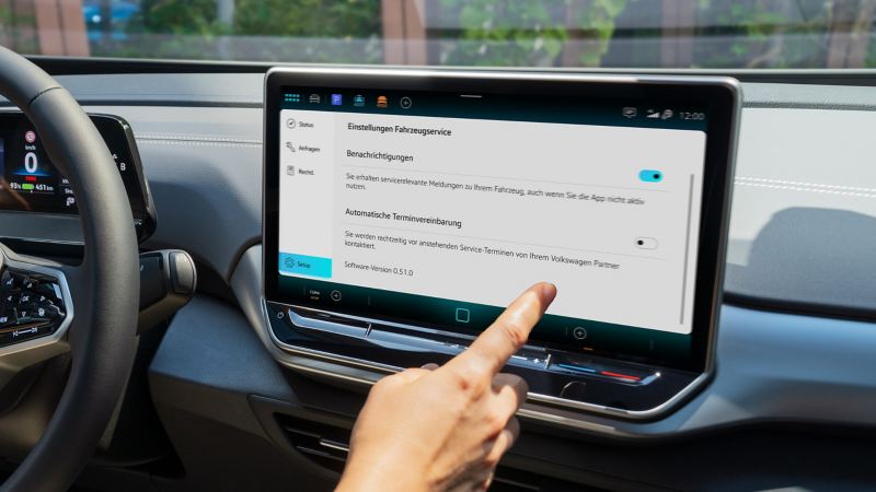 Bildschirm des Infotainment-Systems mit Einstellungen der Datenübermittlung