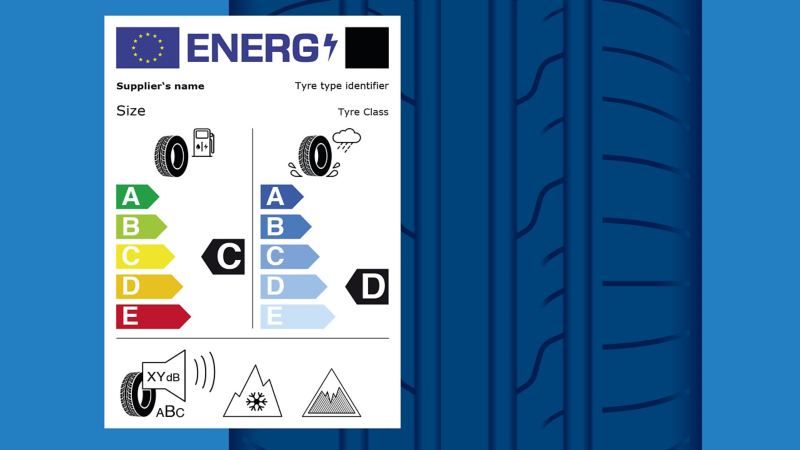 A VW tyre with EU tyre label – tyre information