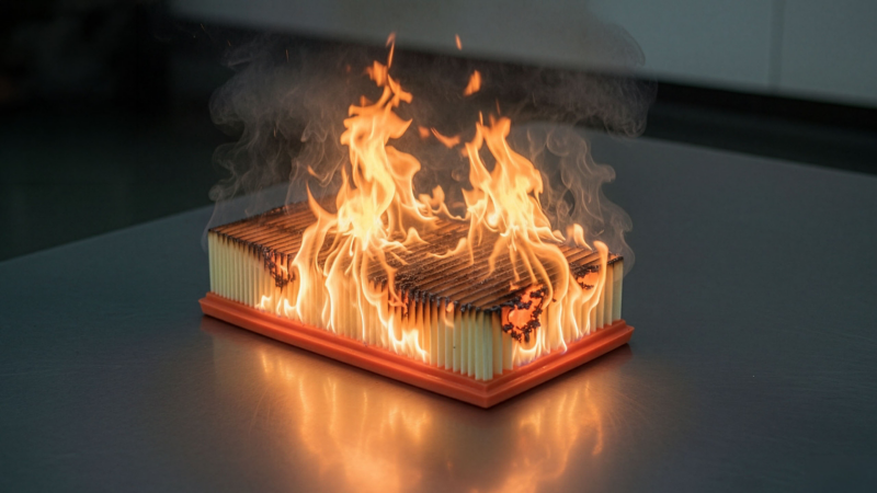 Gefälschte Kopie eines Luftfilters brennt