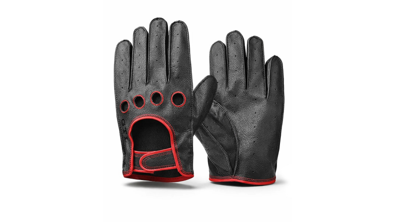 Vorder- und Rückseite von schwarzen Rennhandschuhen aus der GTI Kollektion