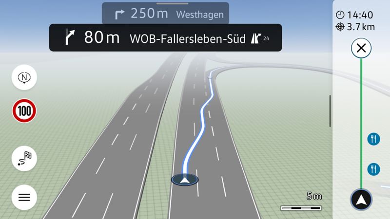 Image of the lane-specific navigation – ID. software 3.0