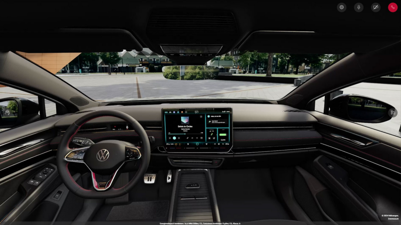 Virtuelle Darstellung: Blick ins Interieur eines VW Autos