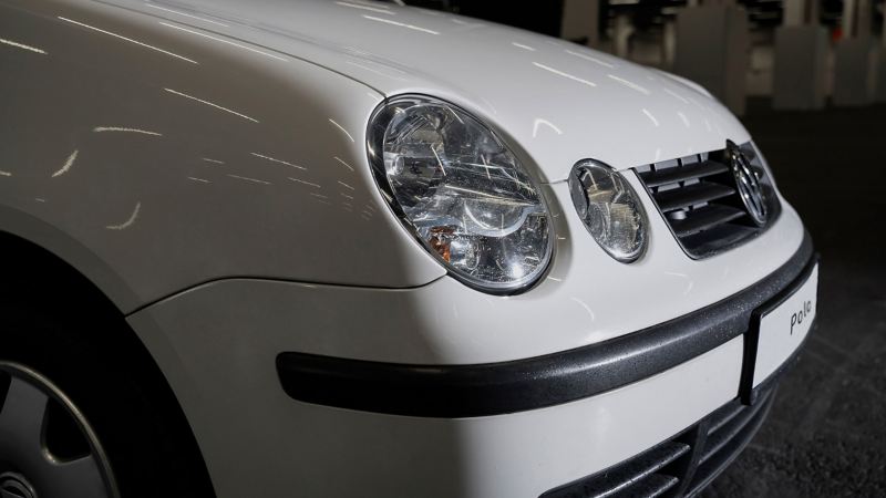Detailed view of VW headlights