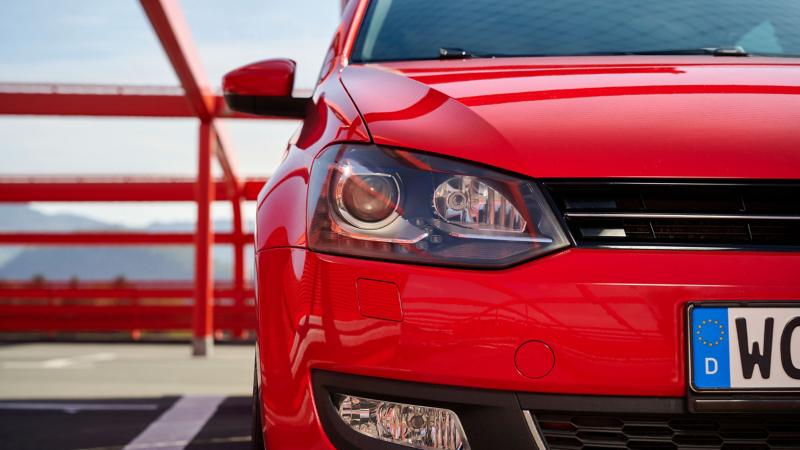 Close-up of headlights VW Polo 5