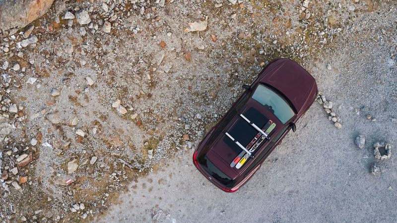 A VW model in nature photographed from above