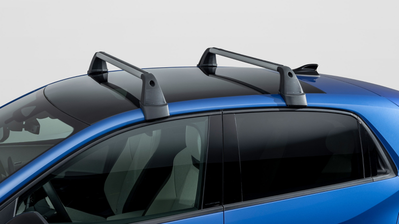 Roof bars from VW Accessories on roof of VW ID. Polo