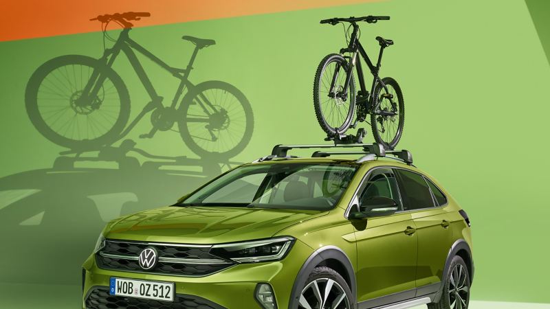 Roof bar and bicycle holder from VW Accessories for the VW Taigo