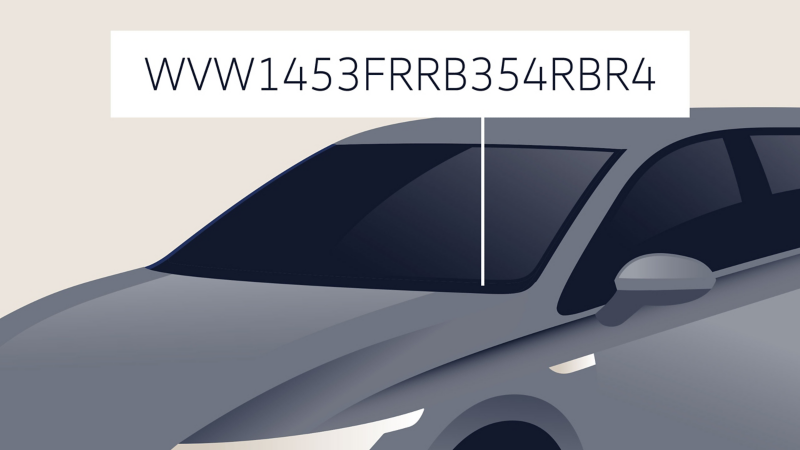 擋風玻璃上的車輛識別碼 (VIN) 影像