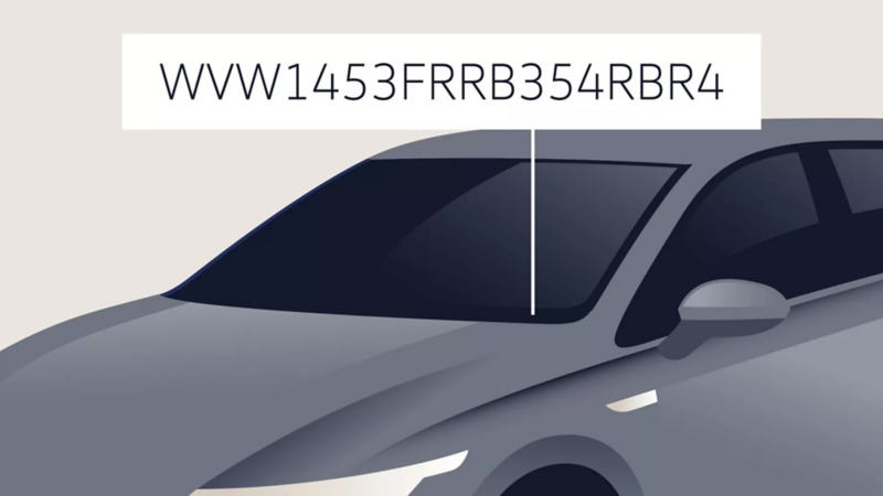 Visualisation de l'emplacement du VIN sur le pare-brise d'un véhicule