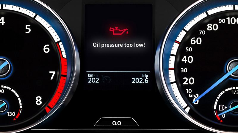 Κόκκινη ενδεικτική λυχνία VW: Υπερβολικά χαμηλή πίεση λαδιού κινητήρα