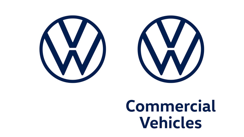 Das Logo von Volkswagen und daneben das Logo von Volkswagen Nutzfahrzeugen