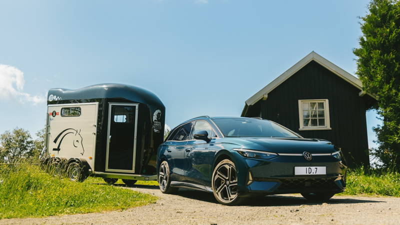 vw id7 tourer med stor tilhenger