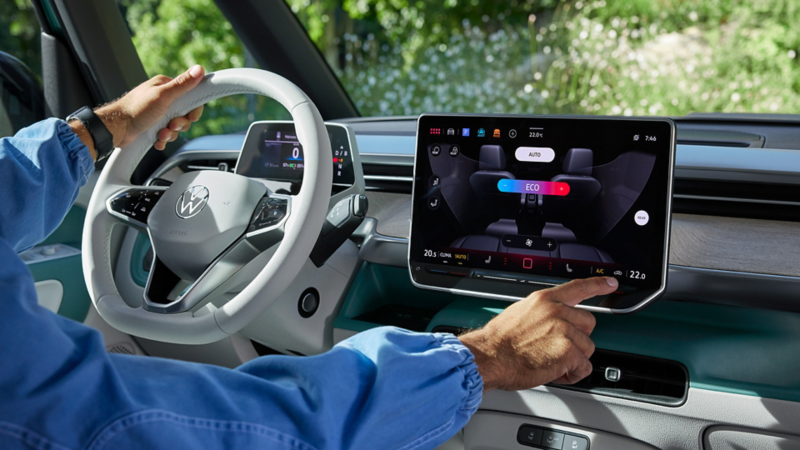 Infotainmentsystemet en VW ID. Buzz.