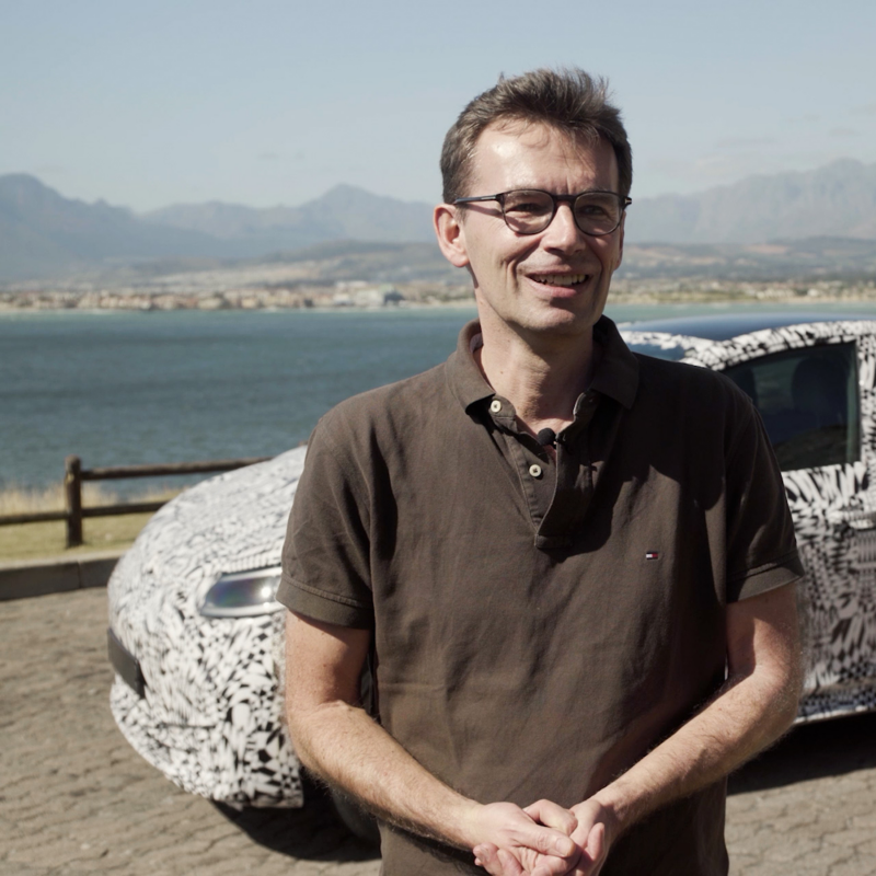 Frank Bekemeier infront of an Volkswagen ID.3 prototype