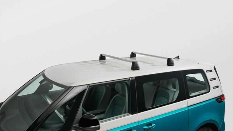 Roof racks by VW Accessories on a VW ID. Buzz