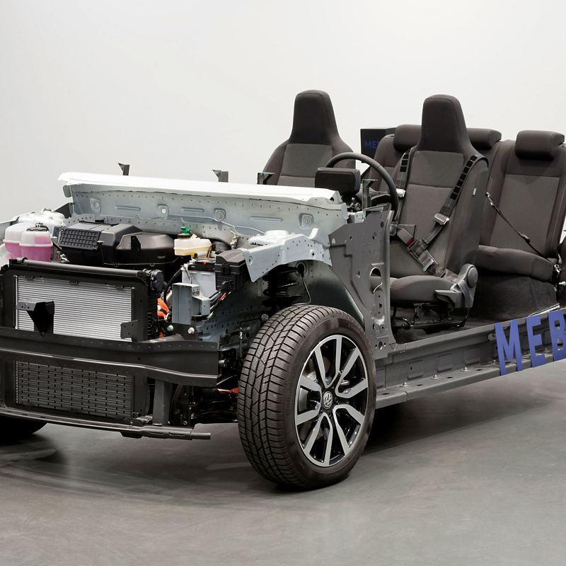 Vista de Plataforma MEB, esqueleto de autos eléctricos Volkswagen