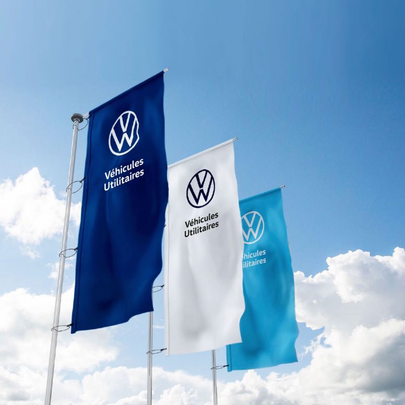 drapeaux avec logo volkswagen véhicules utilitaire concessionnaire le plus proche