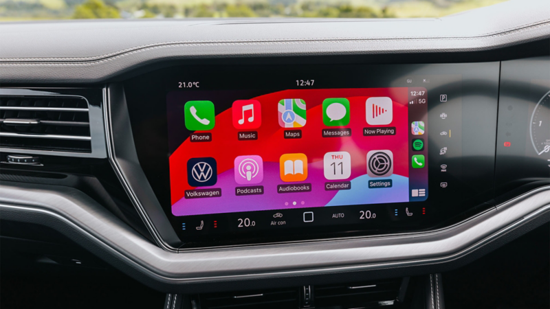 Menu of the infotainment system of a VW car can be seen