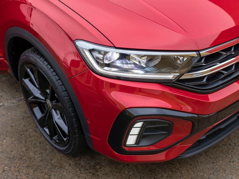 Red VW T-Roc front headlight