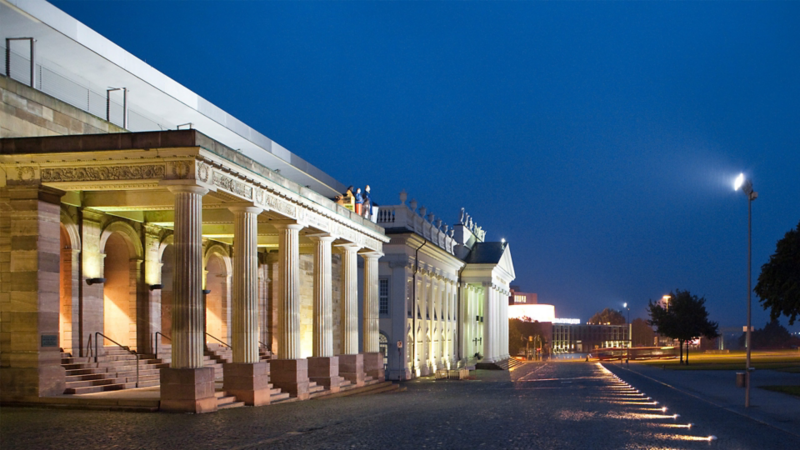 Historical building at night in VW's location Kassel