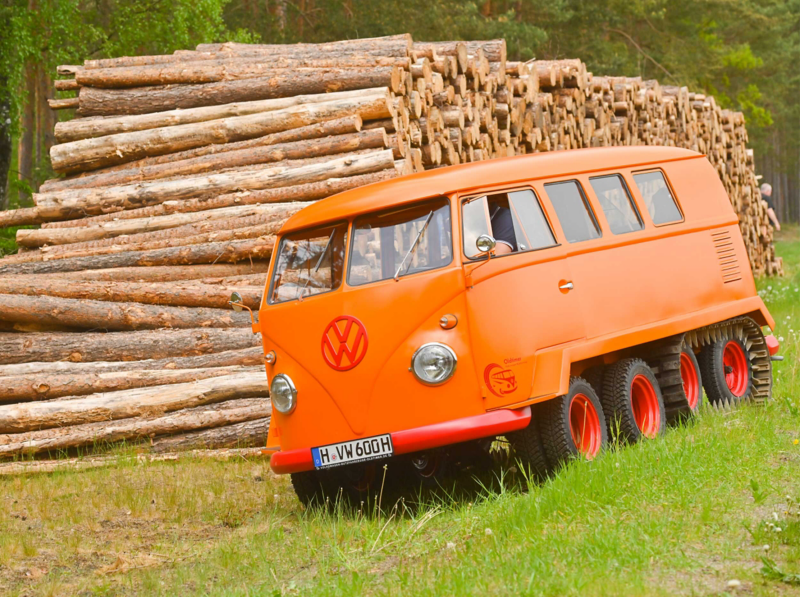 Photo showing the half track VW. 