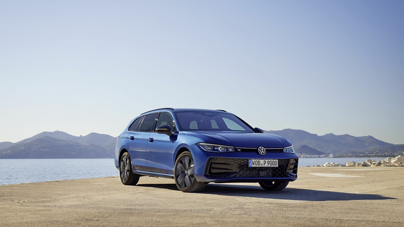 A new VW Passat in blue