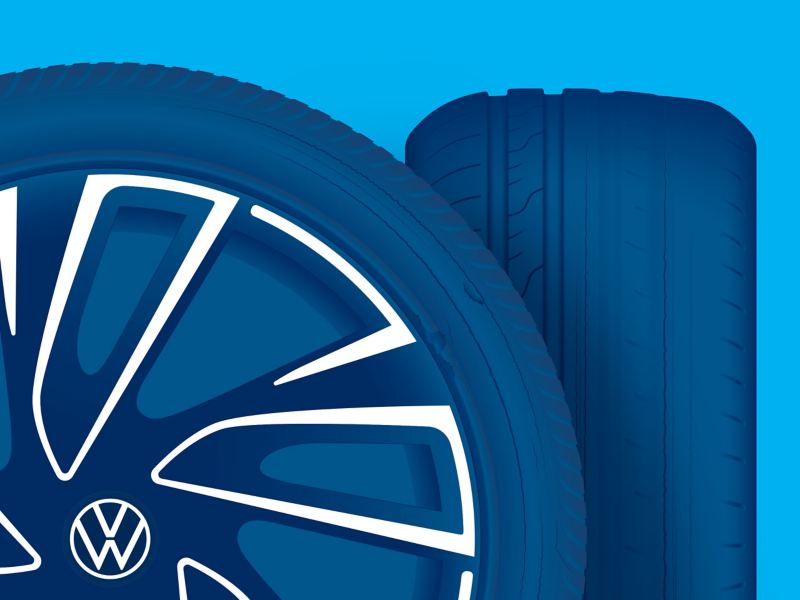 Ilustration of tyre damage on a VW tyre