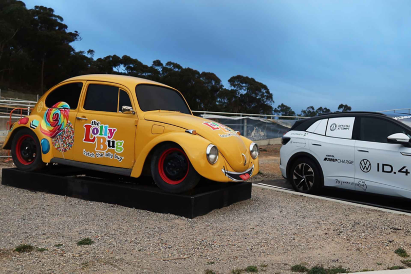 ID.4 parked next to the Lolly Bug Beetle