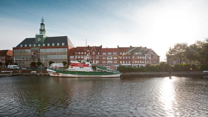 View of the town hall in the Volkswagen location Emden