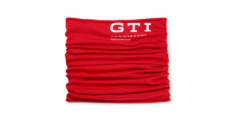 Bandana de color rojo con siglas GTI estampadas.