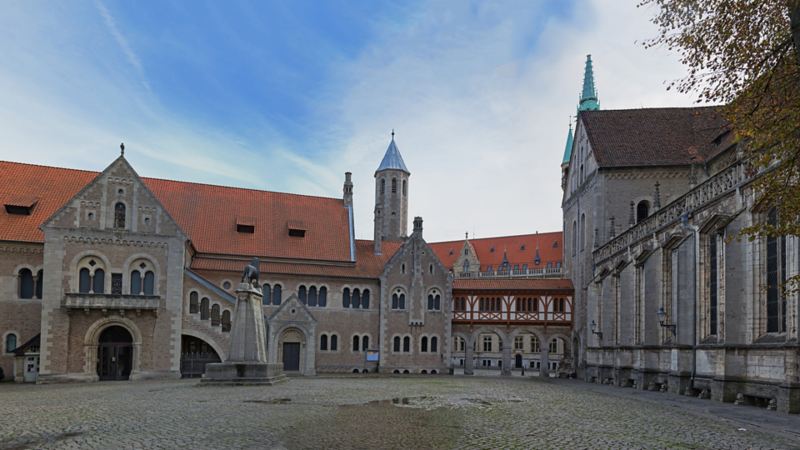 A square surrounded by historical buildings