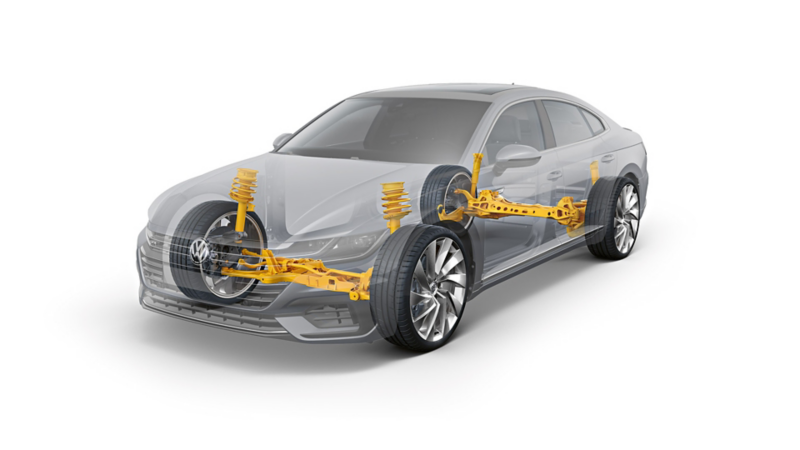 Schematyczne przedstawienie zawieszenia w VW Arteon