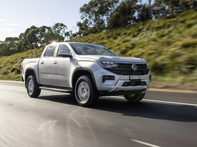 Silver Amarok Life driving on a highway