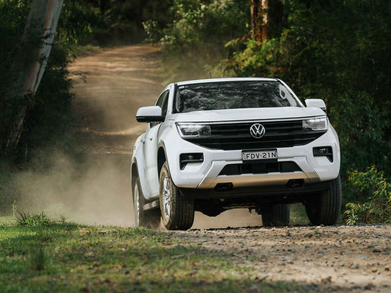 Amarok drives on dirt road