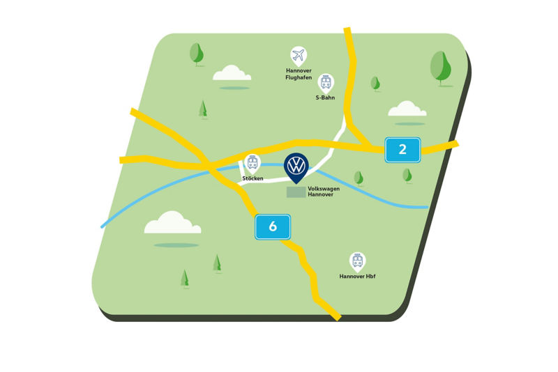 Sketch with directions to the Hannover Volkswagen site