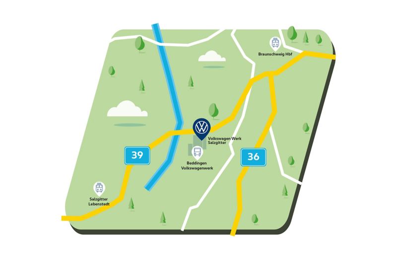 Karte zeigt Region rund um den Volkswagen Standort Salzgitter