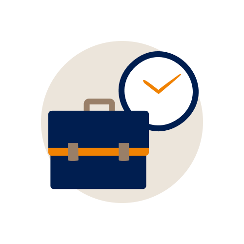 Icon Aktentasche und Uhr