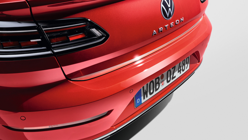 VW Accessories protective strip for the tailgate on a blue VW Arteon SB model