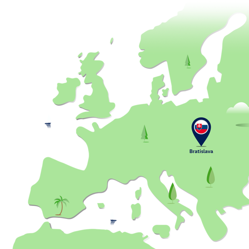 Stylised map  of a Volkswagen location in Slovakia