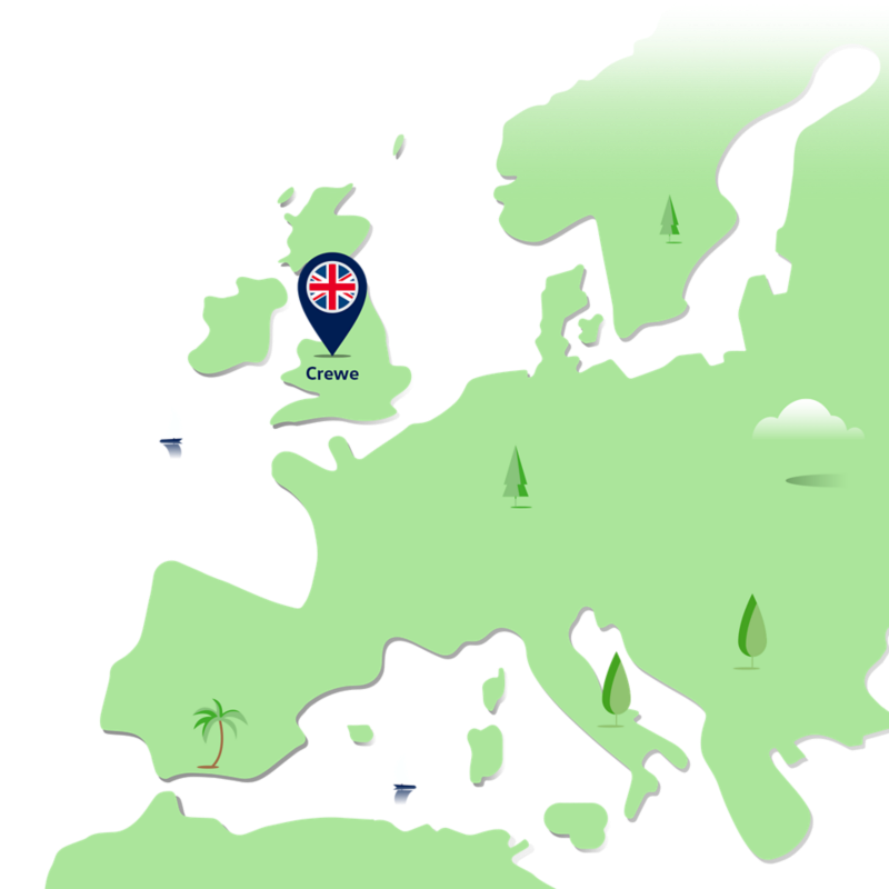 Stylised map of a Volkswagen location in Great Britain