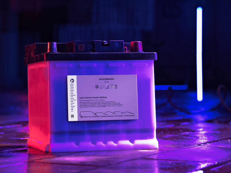 VW Genuine Battery close up