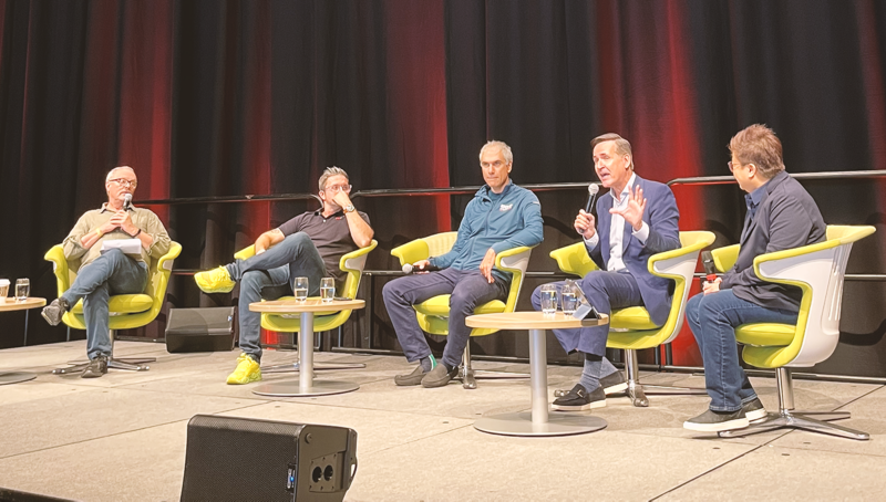 Volkswagen Canada President and CEO Pierre Boutin leading a discussion panel at Fully Charged